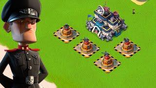 Boom Beach 4 MAX Lazor Beams vs Defending Hammerman