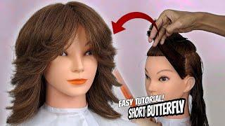 EASY! SHORT BUTTERFLY HAIRCUT| LAYERED HAIRCUT tutorial