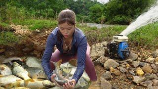 Unique Fishing: Fishing Skills, Pumping Water Outside The Natural Lake, Catch Many Fish