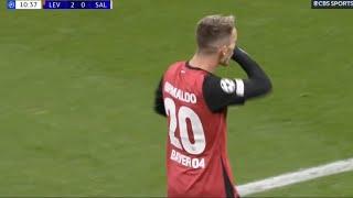 Alejandro Grimaldo Amazing Freekick Goal, Bayer Leverkusen vs RB Salzburg (2-0) All Goals Highlights