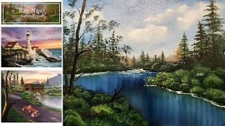 Oil painting For Beginners | Painting a "Deep Blue River"  Landscape #10