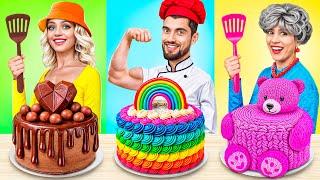 Me vs Grandma vs Chef Cooking Challenge! Cake Decorating Challenge Tricks by RATATA BOOM