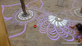 Time Lapse Mandala painting Yoga floor by Dutch artist Tessa Smits