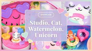 SHOWCASE Polly Pocket: Shani's Art Studio, Watermelon Party, Zen Cat Restaurant, Unicorn Forest