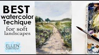 My Favorite Watercolor Technique for Soft Landscapes