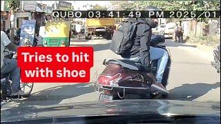 He tries to take off his shoes after car hits him