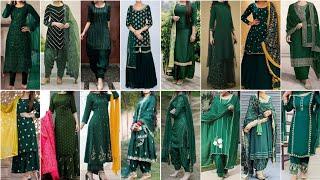 Beautiful Green  Punjabi Suit Design Ideas For Girls 2023 | Dark Green Colour Combination