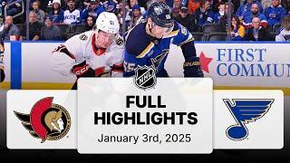 NHL Highlights | Senators vs. Blues | January 03, 2025