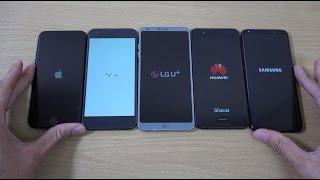 Samsung Galaxy S8 vs LG G6 vs Huawei P10 vs Google Pixel vs iPhone 7 - Speed Comparison!