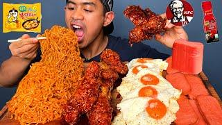 Lebaran MUKBANG SAMYANG KEJU + KFC SAOS SAMYANG + 10 TELUR + DAGING KOTAK!!