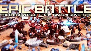 6000pts 40k battle report! T'au vs Space Marines and Guard. Manta vs Reaver.  Warhammer 40k.