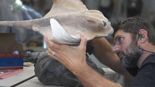 Carving a Stingray out of a GIANT block of wood & epoxy