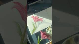 How to draw a realistic flower  lily #watercolor #art #short #artist #youtubechannel