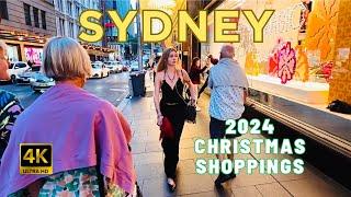 [4K] BEAUTIFUL SYDNEY CHRISTMAS SHOPPINGS DECORATIONS AND DISPLAYS | DECEMBER 2024.