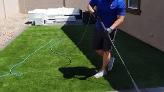 Artificial grass cleaning and odor removal