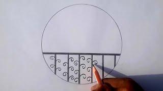 Circle drawing - easy circle drawing - easy circle scenery  - easy pencil drawing -easy scenery.