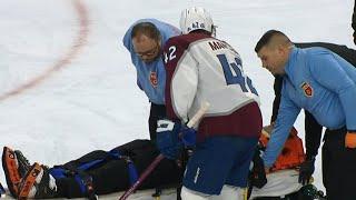 Josh Manson Collides With Referee Mitch Dunning