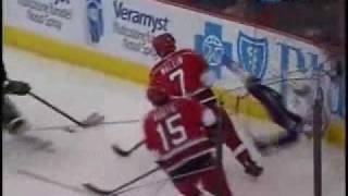 Niclas Wallin sends Drew Stafford flying