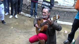 Artista callejero en Sevilla (Javier de plaza de España - Guitarrista flamenco)