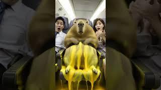 卡皮巴拉在飞机上揉出好多泡沫  Capybara rubbed a lot of foam on the plane#capybara #funny #animals #カピバラさん