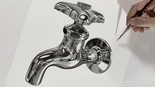 鉛筆画 蛇口を描いてみた・Pencil Drawing a Faucet