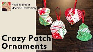 Crazy Patch Ornaments In-the-Hoop Machine Embroidery Design