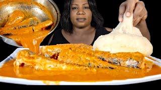 African food mukbang/fufu with mackerel fish pepper soup