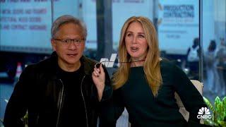 Nvidia CEO Jensen Huang makes surprise appearance on Squawk Box set