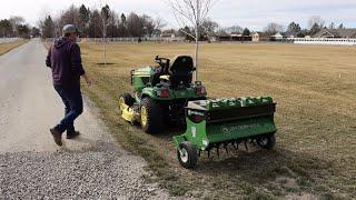 First Time Aerating Our Lawn! Sweep-All Pull Behind Aerator Impressions! 