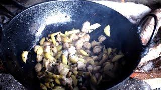 potato & soya balls curry in the buffalo shed || Himalayan life of Nepal ||