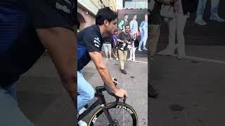 Arriving for Quali day on two wheels  #formula1 #carlossainz