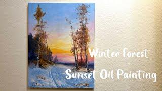 How to Paint a Snowy Forest Sunset | Oil Painting Tutorial