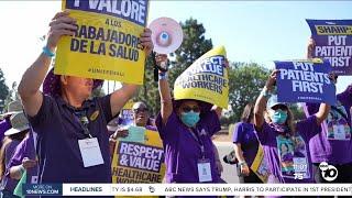 Sharp healthcare workers rally for better pay, safety protections at hospitals