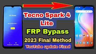 tecno spark 4 lite frp bypass 2023 youtube update fixed || tecno BB4K frp bypass without pc