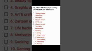 Top 30 Best without showing face YouTube channel topic ideas in 2021