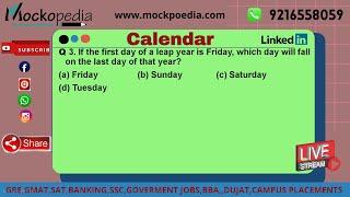 MockoPedia calender Q3 : If the first day of a leap year is Friday, which day will fall on the ...