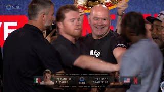 CHAOS! Canelo Alvarez SHOVES Terence Crawford During Face Off At New York Press Conference