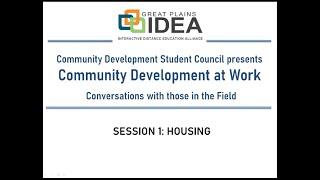 Community Development at Work: Discussions on Housing