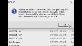 How to Solve Fifa 07 DirectX error: "Fifa 07 requires DirectX 9.0c"