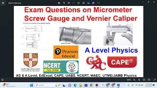 Questions on Micrometer Screw Gauge and Vernier Caliper