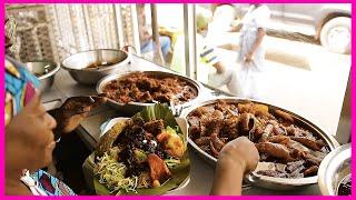 AFRICAN STREET FOOD IN MADINA - The best "Waakye" (rice and bean) with Cow skin and meat