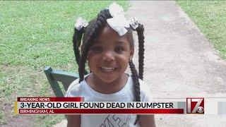 Missing 3-year-old Alabama girl ‘Cupcake’ found dead in dumpster