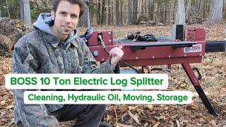 BOSS 10 Ton Electric Log Splitter - Cleaning, Hydraulic Oil, Moving, and Storage