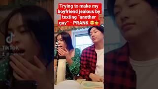 Trying to make my boyfriend jealous by texting “another guy” - PRANK  #couples #prank