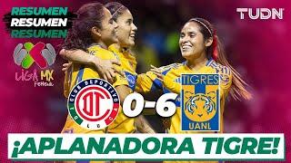 Resumen y goles | Toluca 0-6 Tigres | Liga Mx Femenil AP2024-J5 | TUDN