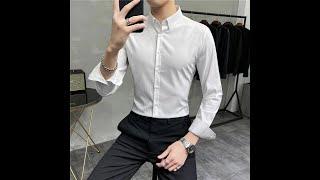 3Colors High Quality Gentlemen Shirts for Men Clothing Spring New 2021 Slim Fit Business Formal Wear