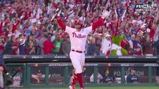 MASSIVE HOMERS FROM PHILLIES!! Rhys Hoskins then Bryce Harper GO DEEP in same inning of NLDS Game 3!