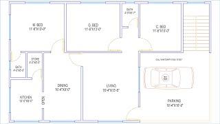 HOUSE PLAN DESIGN | EP 80 | 1200 SQUARE FEET 3 BEDROOMS HOUSE PLAN | LAYOUT PLAN