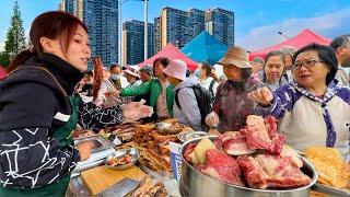 Affordable Feast Market in Kunming China: Crispy Tibetan Pork, Hot Pastry, Cheap Fruits, Local Buzz