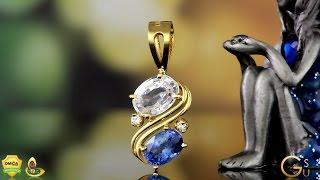 Vedic Jewelry Fine Unheated Blue Sapphire & White Sapphire pendant from Gemstoneuniverse